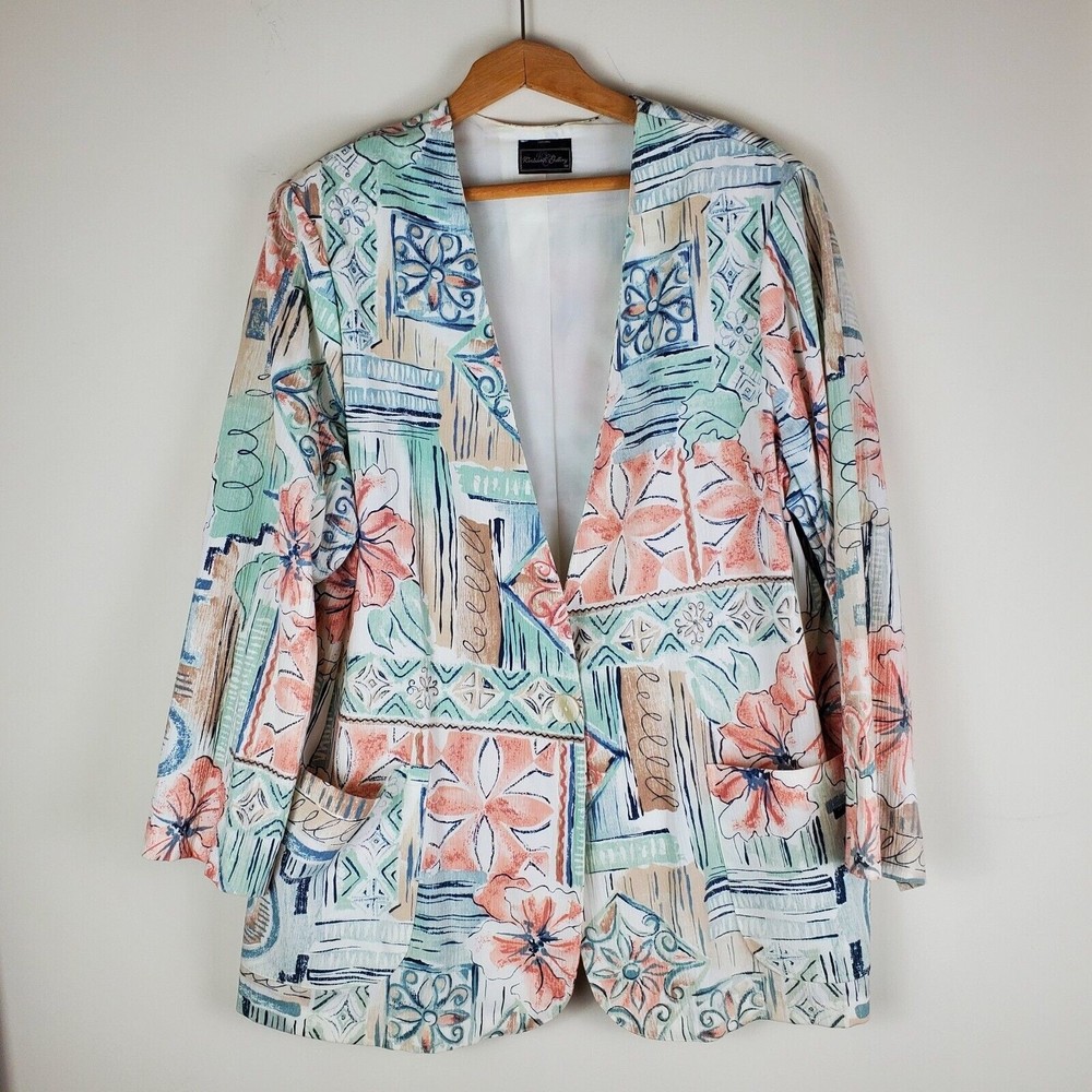 Vintage Wentworth Gallery Hawaiian Shirt Size 18W Multicolor Floral Short Sleeve